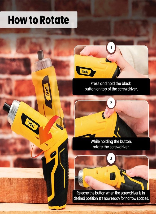 ديلي مجموعة مفكات براغي لاسلكية من ديلي DL-DP04-E2B1، 3.6 فولت، 250 دورة في الدقيقة، بطارية ليثيوم أيون 1.5 أمبير، مفك براغي قابل للعكس مع 10 رؤوس براغي، مصباح LED للعمل، عزم دوران أقصى 3.0 نيوتن متر، ظرف بدون مفتاح، للاستخدام المنزلي والتجاري. - Image 5